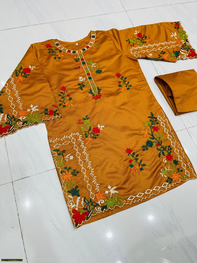 2 Pcs Women's Stitched Khaadi Cut Work Embroidered Suit