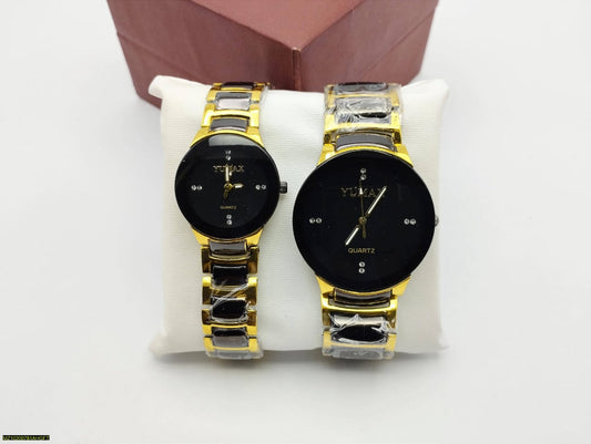 Couple Trending Stainless Steel Watch (Gold)