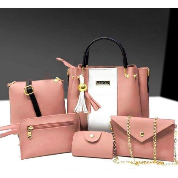 Women's PU Leather Plain Hand Bag Set