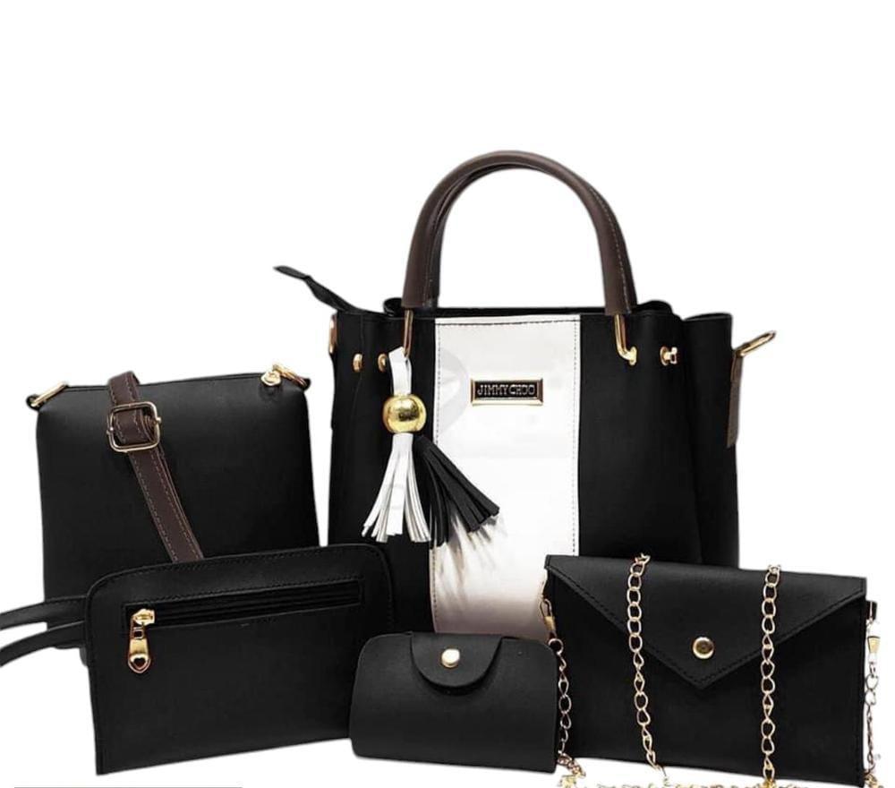 Women's PU Leather Plain Hand Bag Set