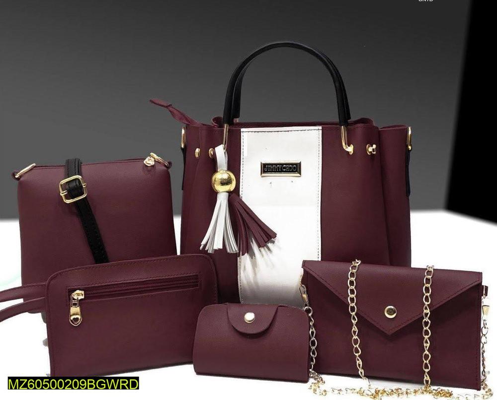 Women's PU Leather Plain Hand Bag Set