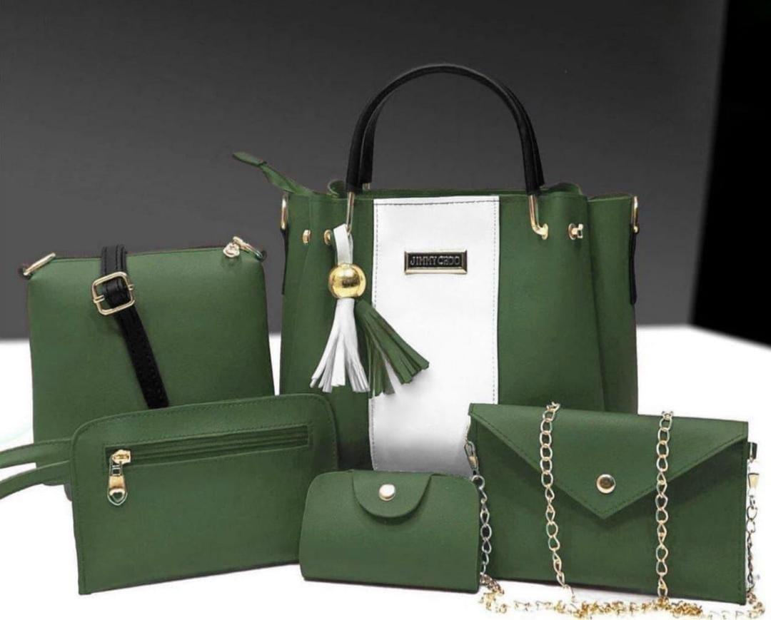 Women's PU Leather Plain Hand Bag Set