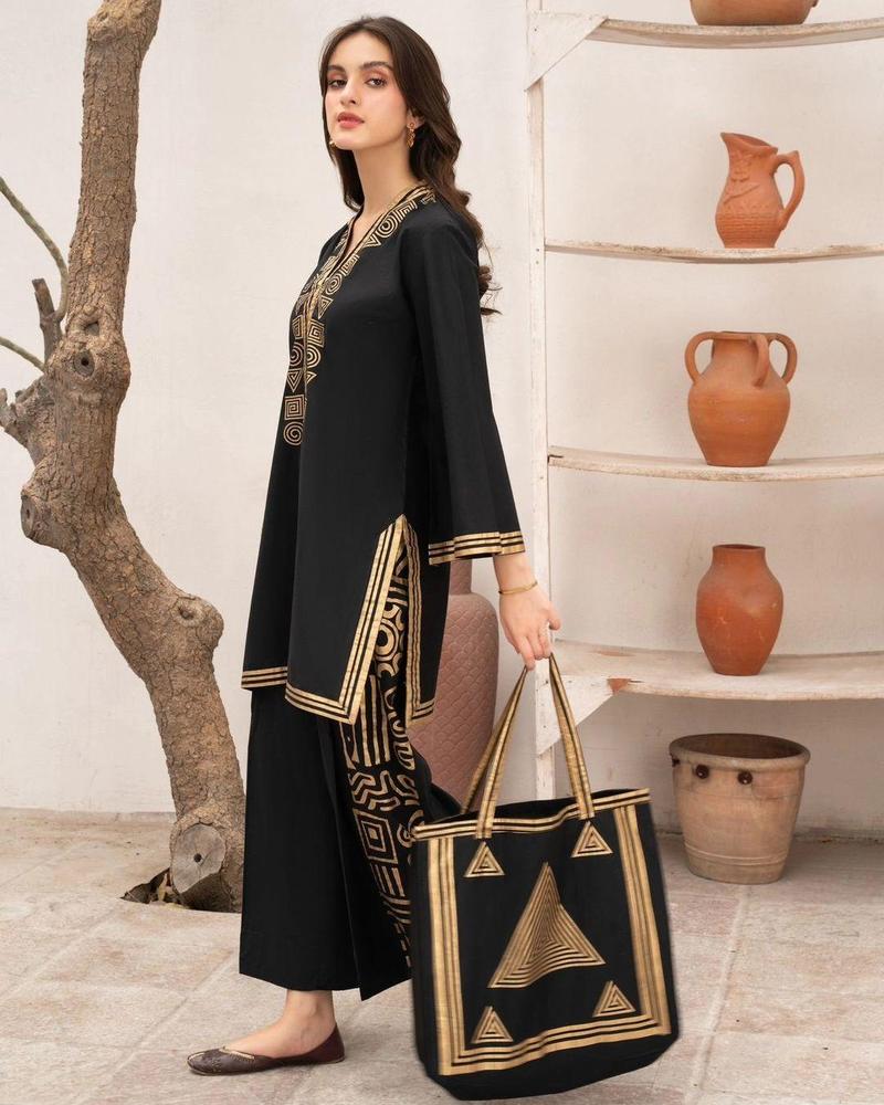 3 Pcs Women's Stitched Linen Printed Suit