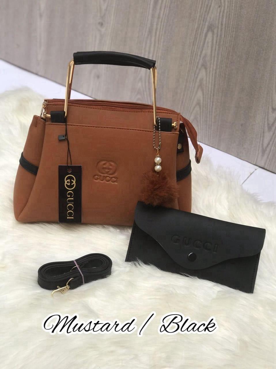 Stylish Gucci Style Rexene Hand Bag - 2 Pcs Vibrant Colour